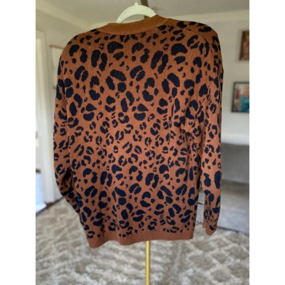 Vintage Babette And Partners Cardigan Leopard Print Autumn Winter Parisian - Picture 3 of 6